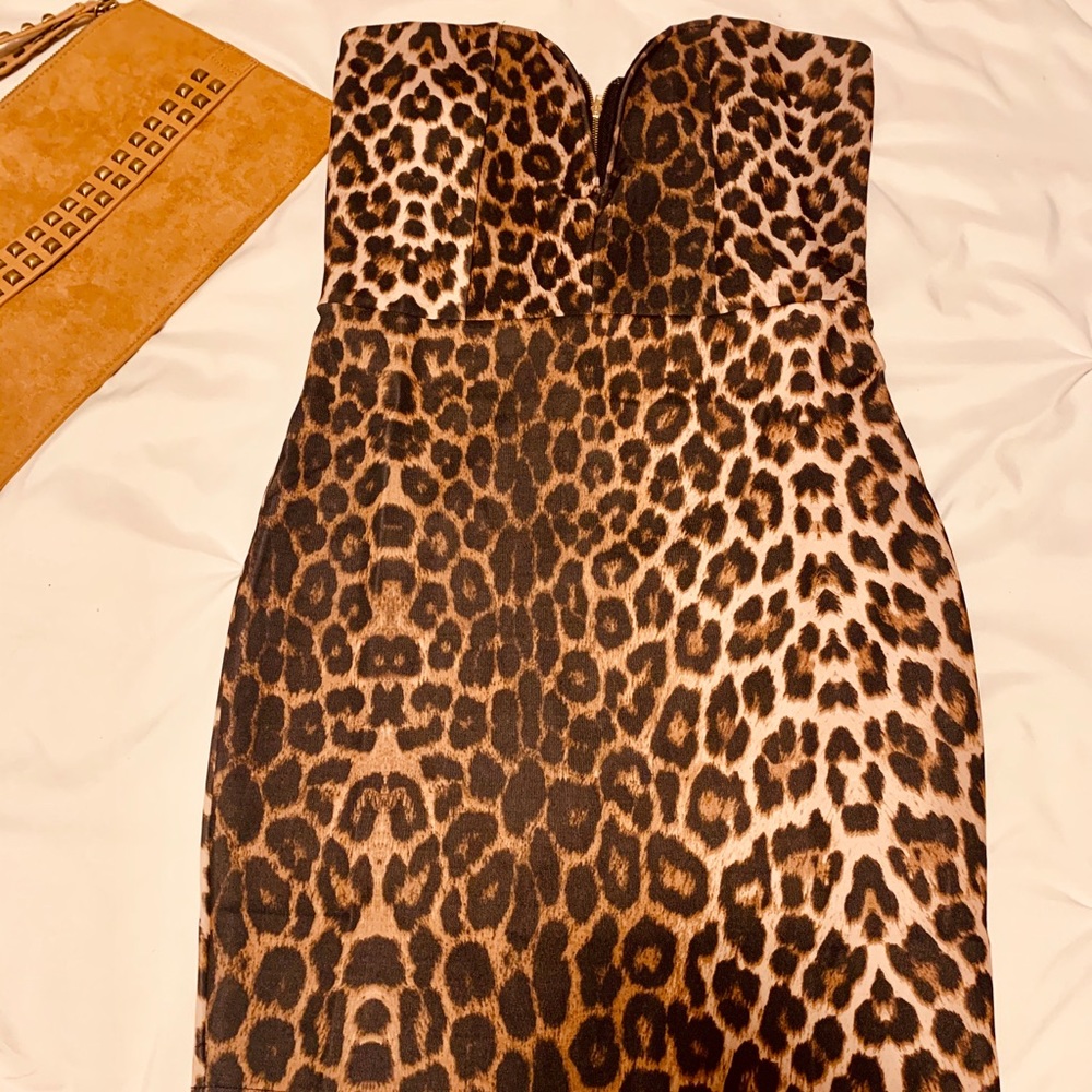 Strappless Leopard Dress